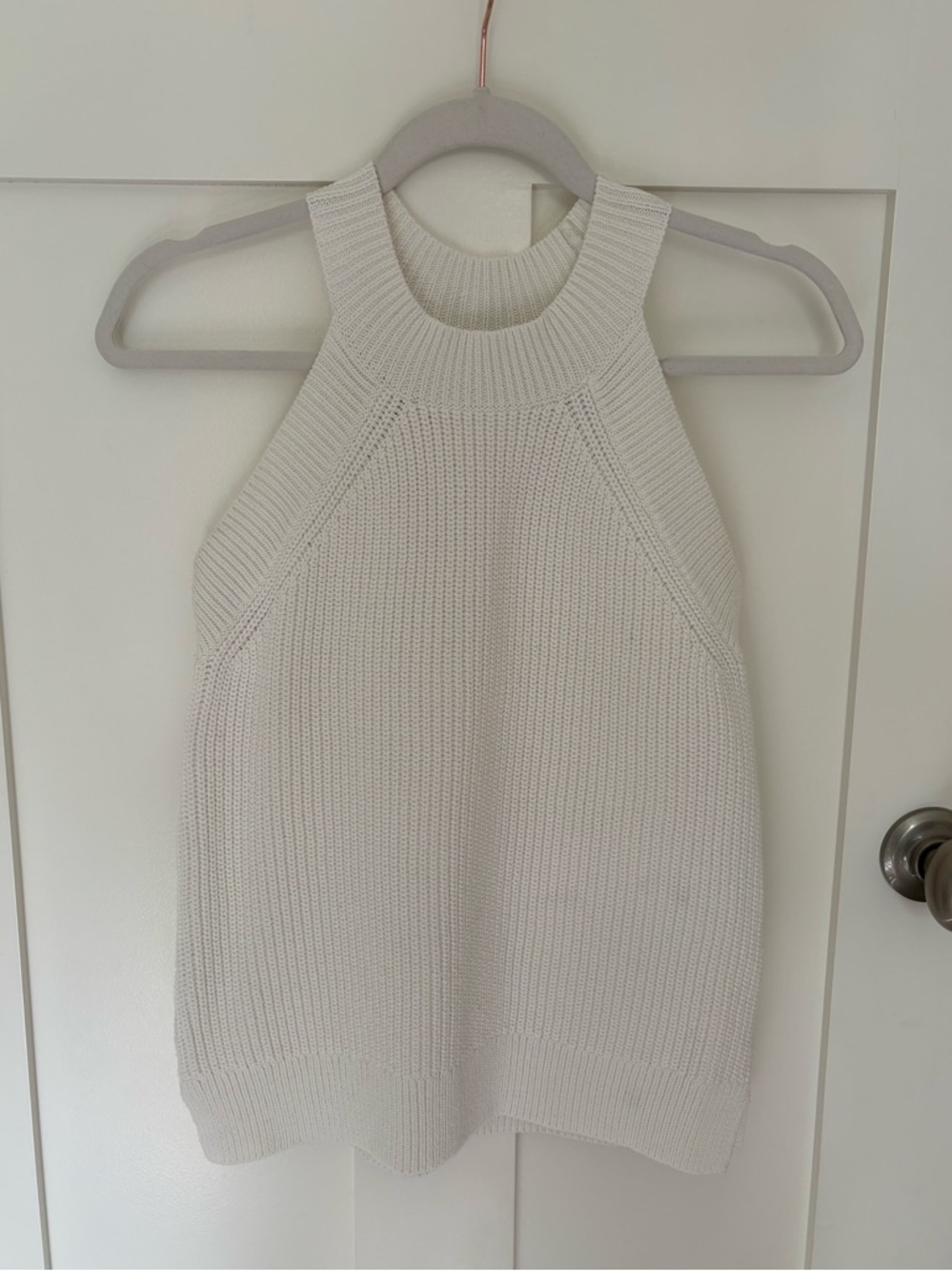 LOFT Ivory Ribbed Halter Tank Top Size M - Picture 2 of 7